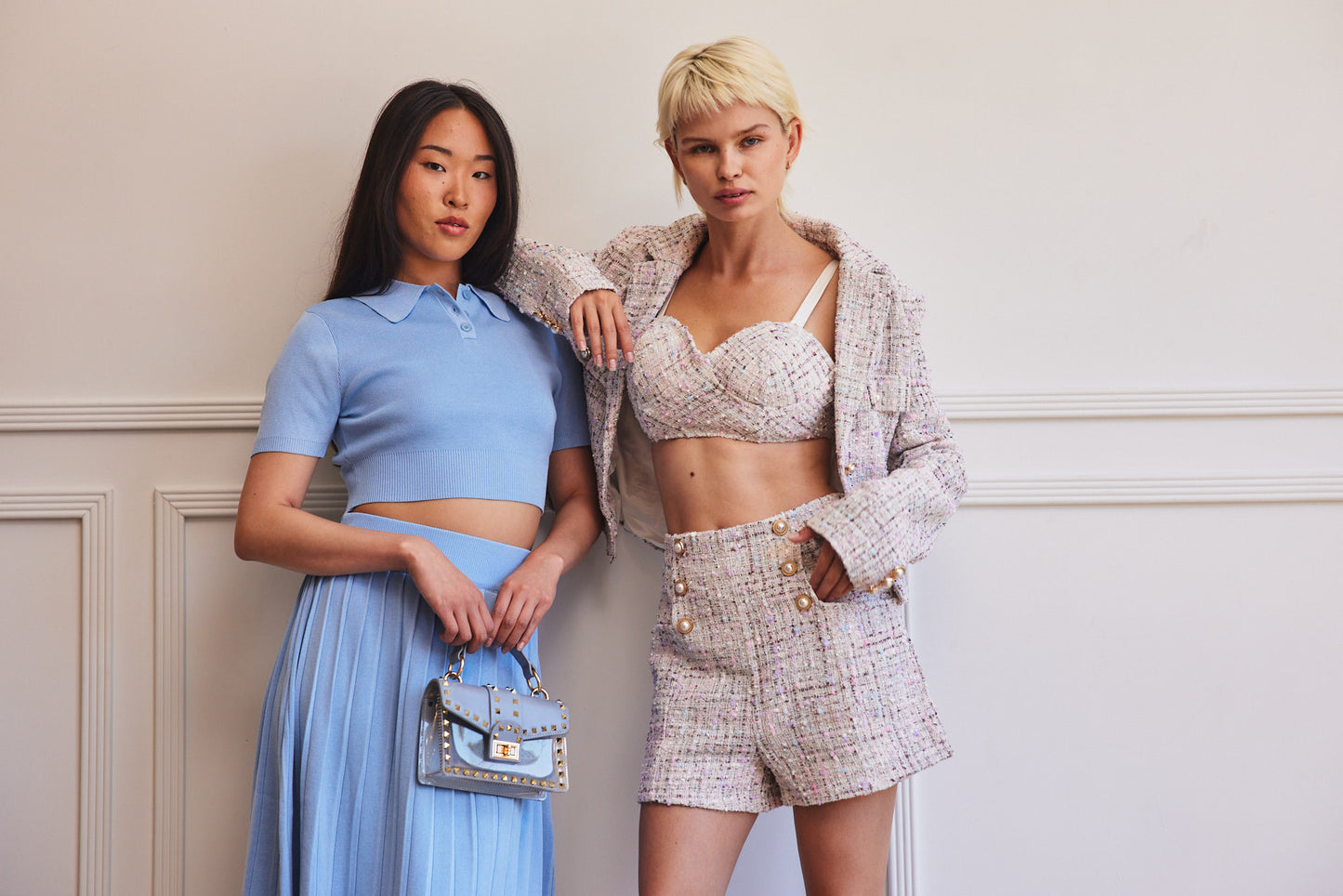 Corona Del Mar Newport Beach Collection: Tweed 3-Piece High-Waisted Short Set