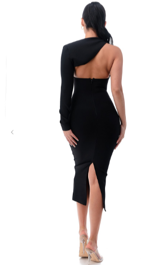 The Minimal Canon Black One Sleeve Supreme Luxury Dress