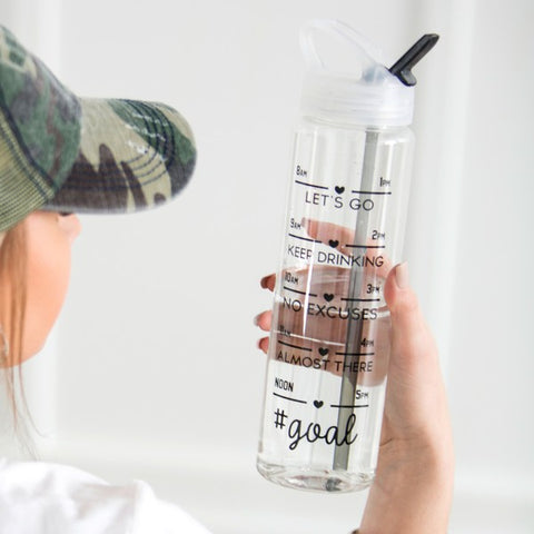 Minimal Daily Tracker Straw Water Bottle