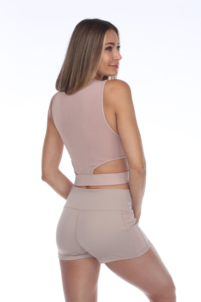 The Minimal Del Mar Active Short Sleeved Cutout Top