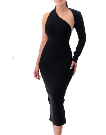 The Minimal Canon Black One Sleeve Supreme Luxury Dress