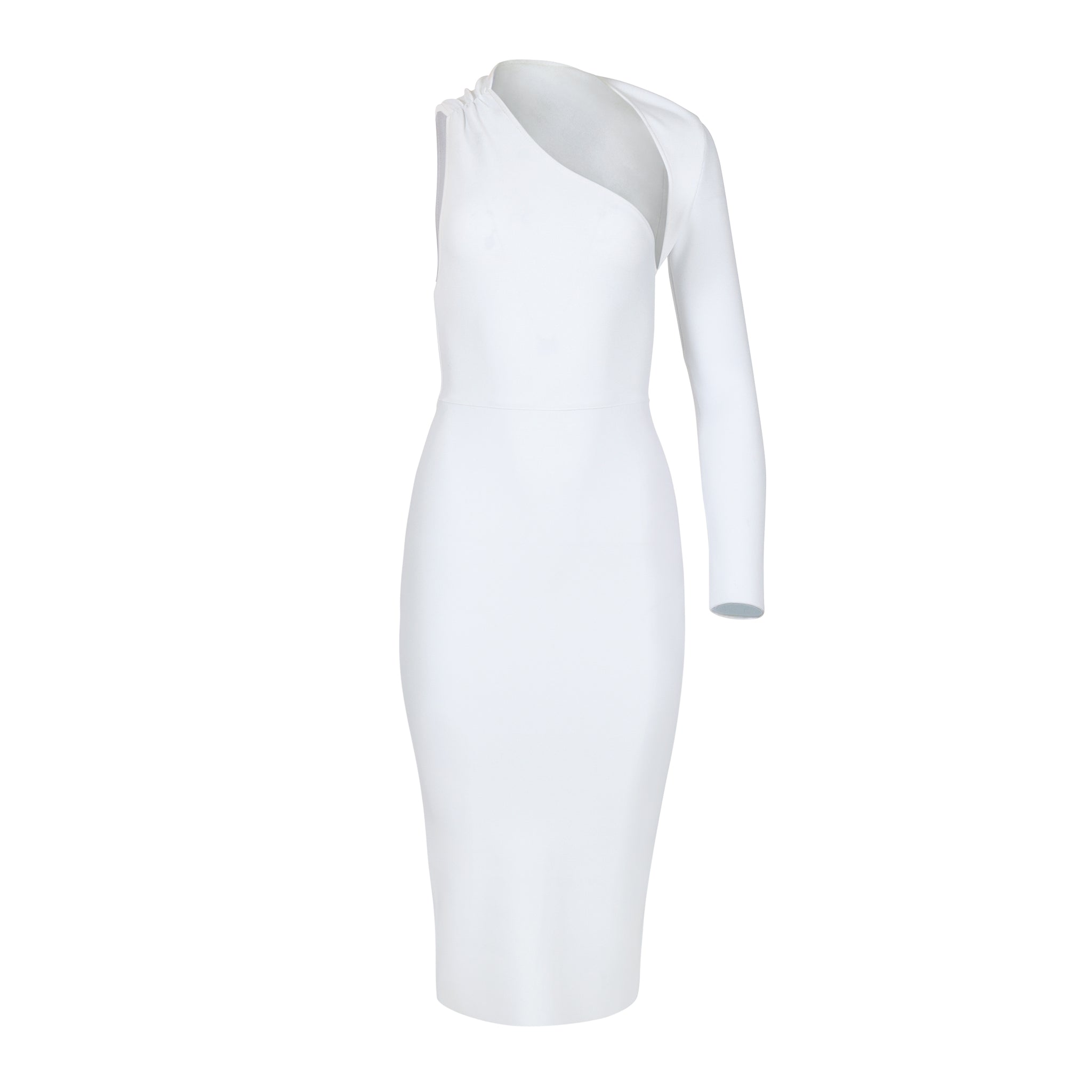 The Minimal Canon White One Sleeve Supreme Luxury Dress