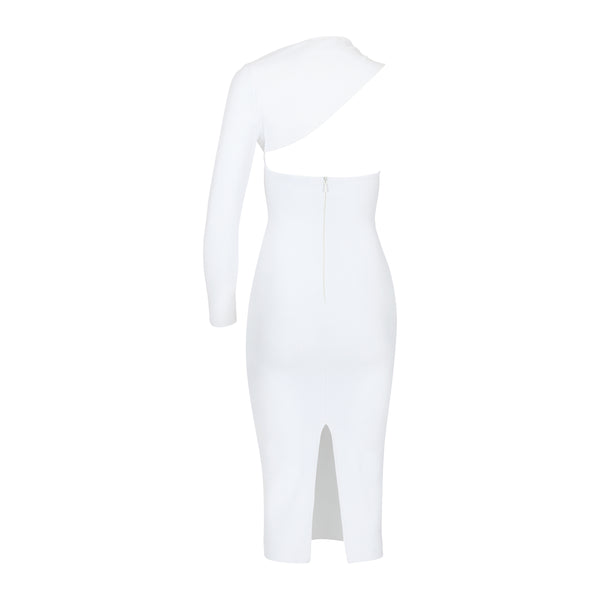 The Minimal Canon White One Sleeve Supreme Luxury Dress